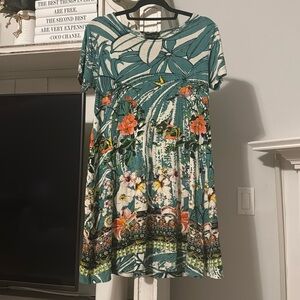 Desigual Floral Butterfly Bird Dress with Sequin Detail